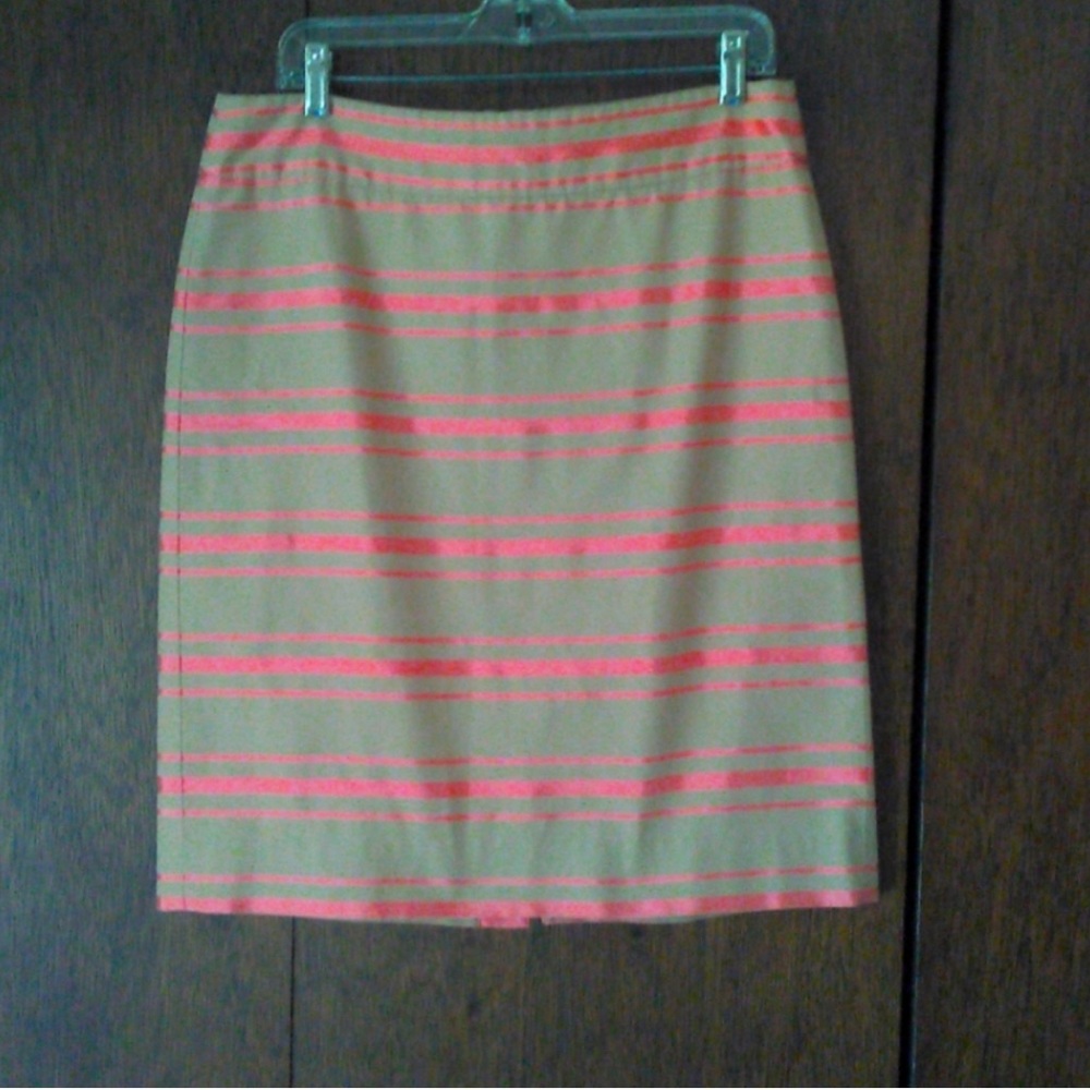 J Crew Tan Skirt with Stripes